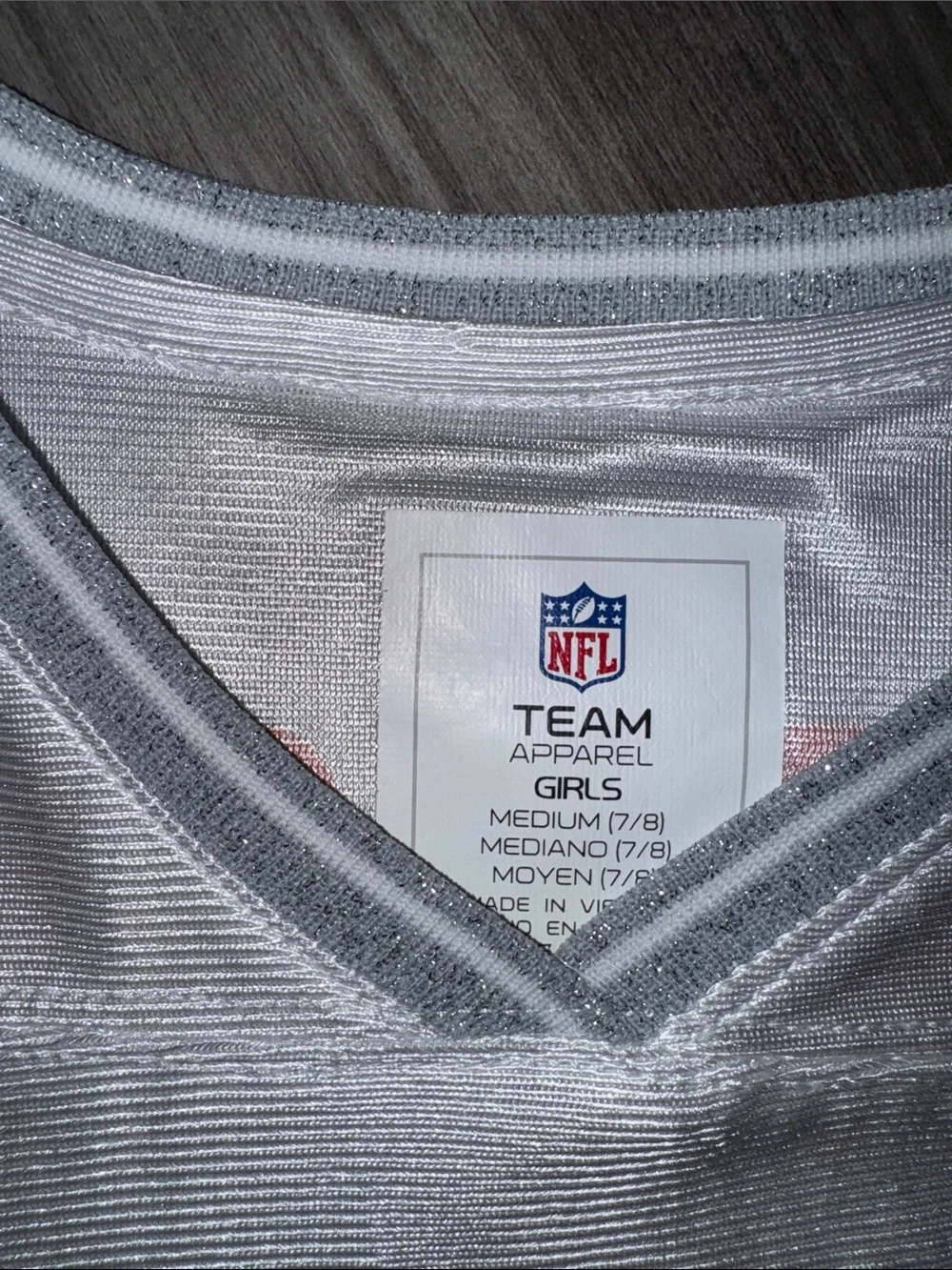 NFL Joe Burrow jersey girls medium 7 8 white silver sparkle Cincinnati Bengals 9